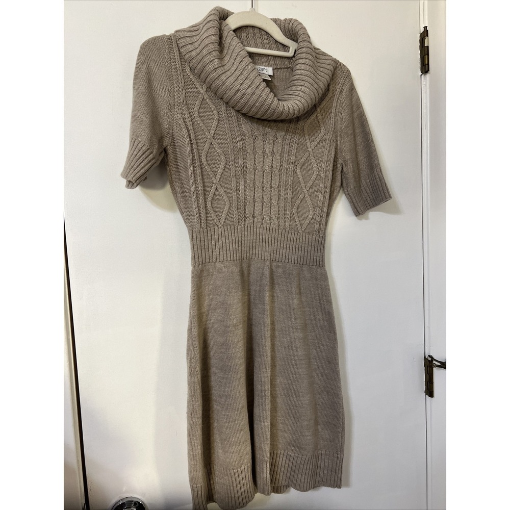 Ann Taylor LOFT Dress Womens Beige Wool Blend Knit Sweater Small Preppy